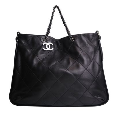 Chanel CC Quilted Shoulder Bag, &pound;1,900, Handbags, Black, Leather, Front view